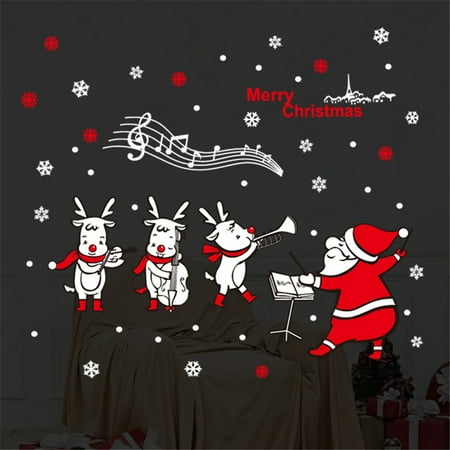 Merry Christmas Wallpaper 2019 〖Follure〗2019 Merry Christmas Household Room Wall Sticker Mural Decor Decal Removable ()
