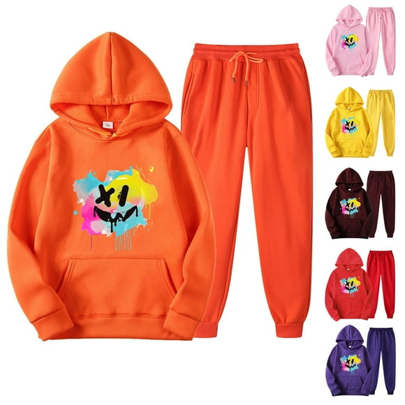 JURANMO Women's 2 Piece Outfits, Fashion Print Lounge Hoodie Sweatsuit Sets Casual Hooded Sweatshirt Baggy Fall Fashion Sweatpants with Pockets Lightning Deals Yellow S