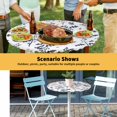 thumbnail image 6 of Elastic Fitted Round Tablecloth, Grey Brown Botanical Waterproof Stretch Table Cover for 36"-44" Tables, Watercolor Spring Floral Summer Leaf Washable Outdoor Tablecloths for Patio, Picnic, Camping, 6 of 9