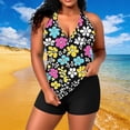 thumbnail image 2 of Women's Plus Size Long Sleeve Tops Solid Color Split Back Strappy Adjustable Top with Built-In Bralette, Swimwear Set, 2 of 7