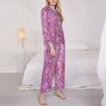 thumbnail image 3 of Logiee Pink Roses Print Womens Pajamas Set,Long Sleeve Sleepwear,Button Down Lounge Set 2 Pieces,Soft Nightwear Pjs Set-XX-Large, 3 of 7
