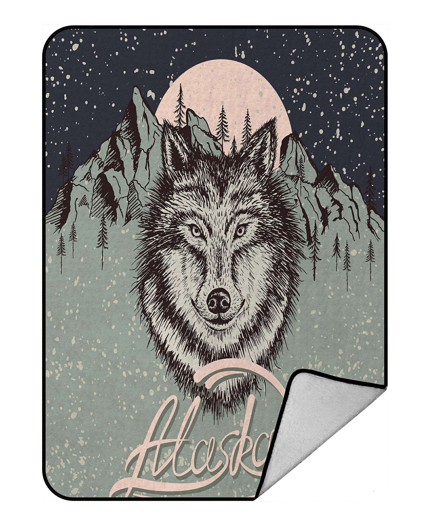PHFZK Animal Blanket, Wolf on the Alaska Mountain Fleece Blanket