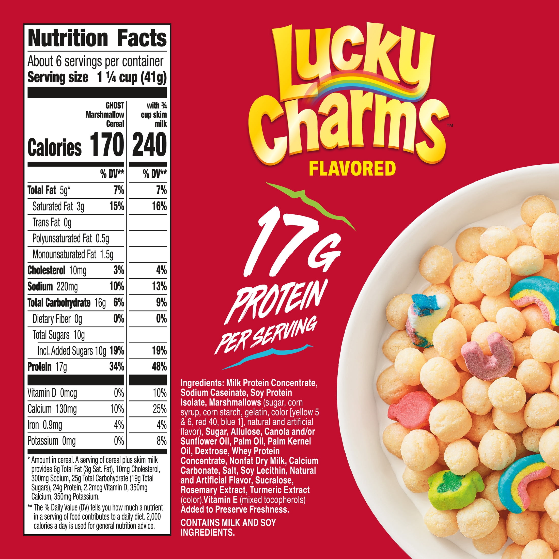 GHOST PROTEIN CEREAL, LUCKY CHARMS Flavor, 17G Protein, 9.4 oz
