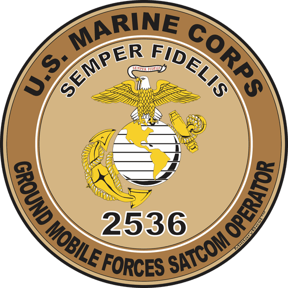 U.S.M.C. MOS 2536 Ground Mobile Forces SATCOM Operator Decal 3.8" - Desert Tan