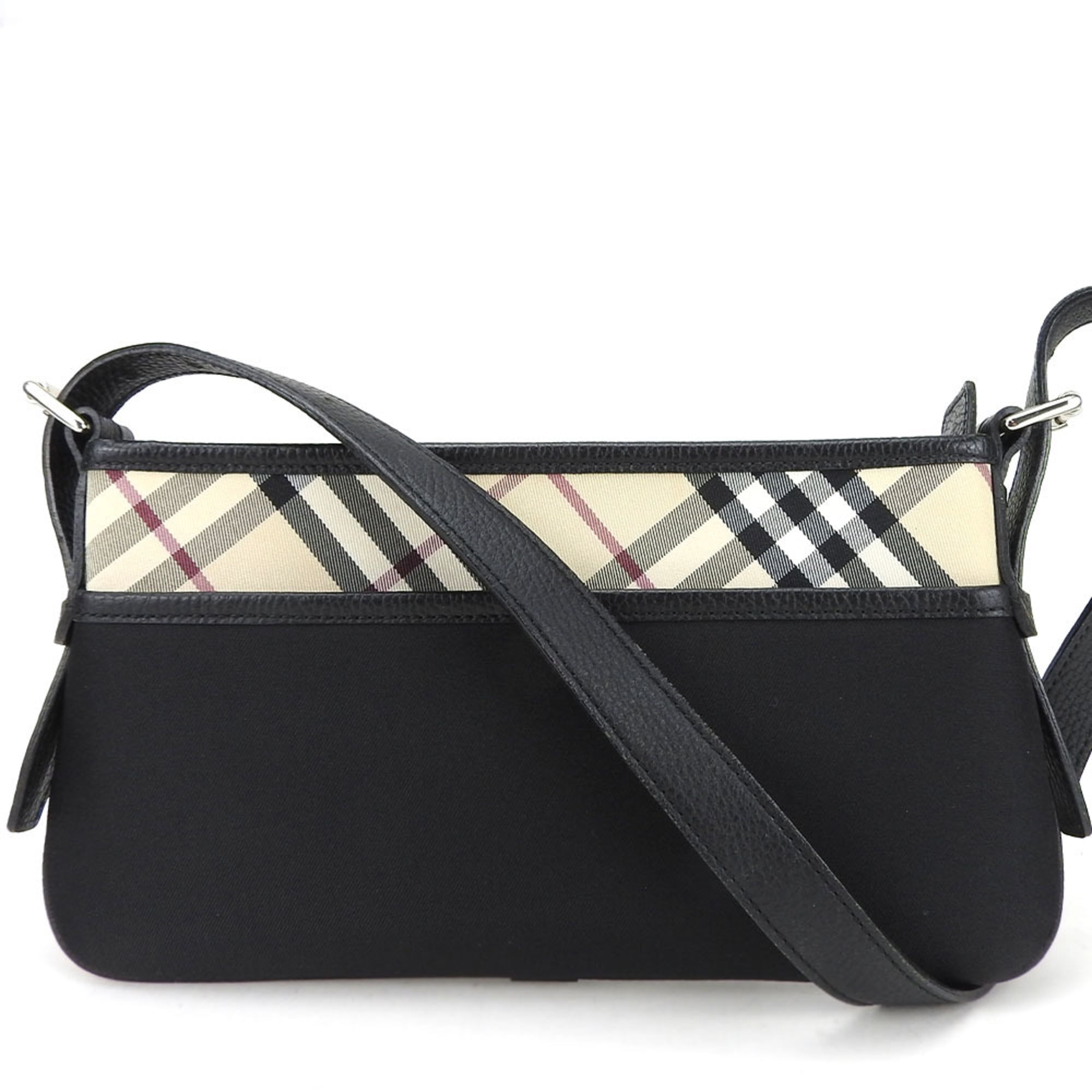 Pre-Owned Burberry Shoulder Bag Canvas Leather Beige Black Nova 