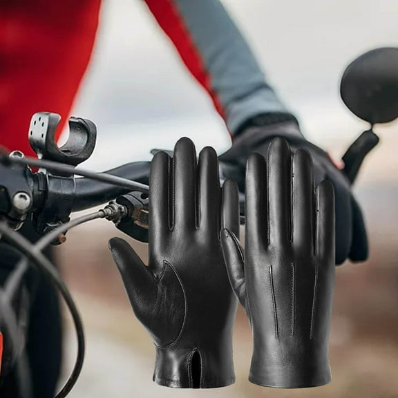 Gytml Sheepskin Leather Gloves For Men, Soft Warm Winter Fleece Lined Windproof Riding Winter Gloves For Driving, Outdoor Activities Black-D