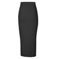 thumbnail image 5 of Ersazi Modest Dresses Sale Fashion Women Casual Mid Calf High Waist Button Slit Buttocks Skirt Black S, 5 of 8