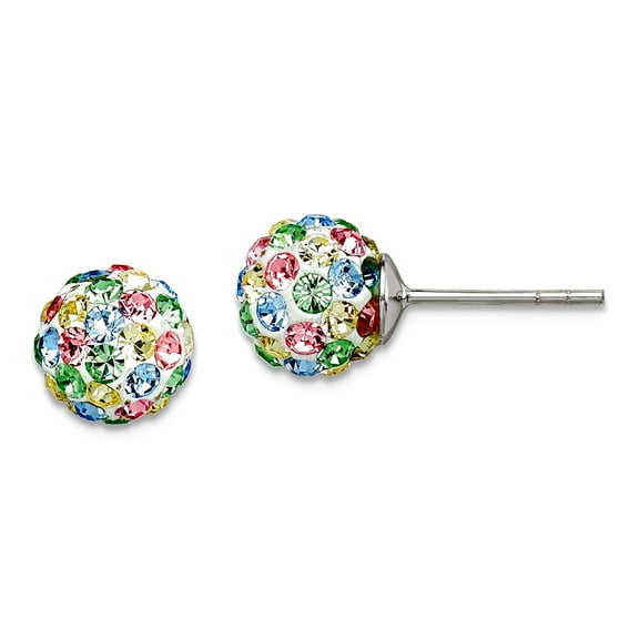 925 Sterling Silver Polished Multi-colored Multicolor Crystal Element 7mm Post Earrings 7x7mm Wide Stud Earring for Wome