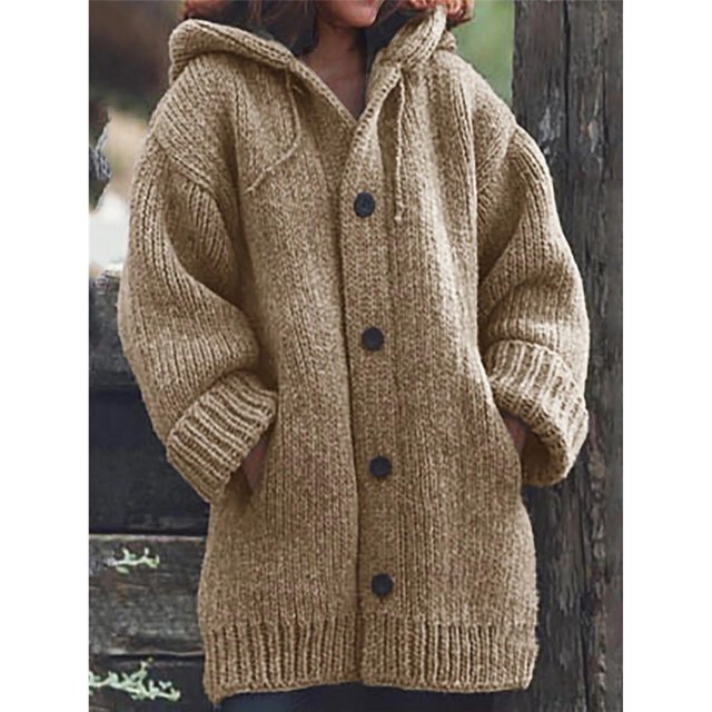 Cárdigan de punto para mujer, cárdigan de manga larga de gran tamaño, Top para mujer, fiesta Formal diaria, BallKhaki