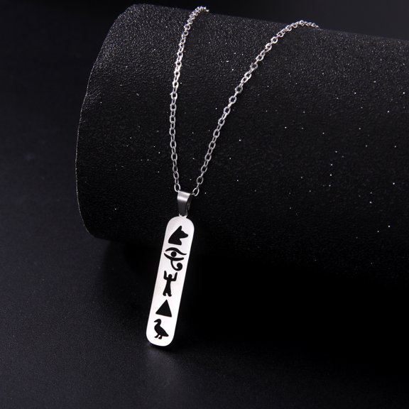 EUEAVAN Silver Egyptian Hieroglyphs Necklace Stainless Steel Eye of Horus Ancient Egypt Jewelry