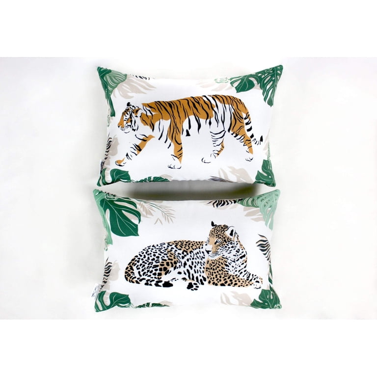 Blue And White Tiger Pillow Covers 18x18 - Flannel, Preppy Retro Throw Pillow Covers For Teens, Girls Room Decor