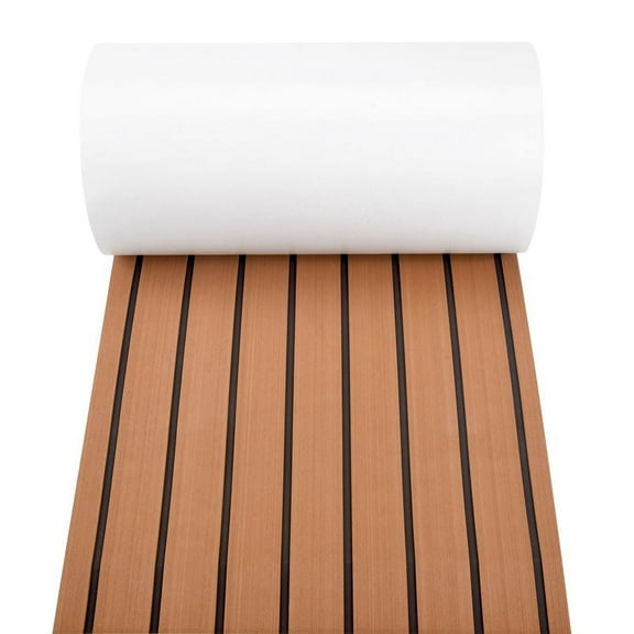 6MM Self Adhesive EVA Foam Teak Sheet Marine Boat Yacht Synthetic Decking Floor Mat Flooring Brown 240X45cm