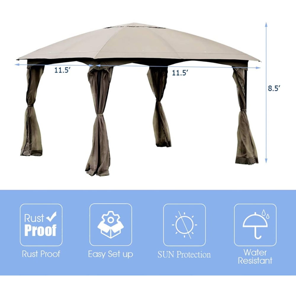 Aimee Lii 11.5 x 11.5 Feet Fully Enclosed Outdoor Gazebo with Removable 4 Walls, Backyard Canopy Gazebo for Party Wedding BBQ Events Aimee Lii 11.5 x 11.5 Feet Fully Enclosed Outdoor Gazebo with Removable 4 Walls, Backyard Canopy Gazebo for Party Wedding BBQ Events