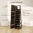 thumbnail image 4 of Rustic Brown 360° Swivel Jewelry Armoire with Lock & Full-Length Mirror – Storage Cabinet for Bedroom, Entryway, Living Room Organization, 4 of 7