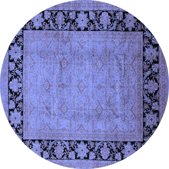 Ahgly Company Indoor Round Oriental Blue Industrial Area Rugs, 8' Round