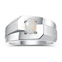 RYLOS Men's Rings 14K White Gold Ring Classic Solitaire 7X5MM Oval Shape Gemstone Designer Band Opal October Birthstone Rings For Men Size 12