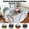 Heyo.Ja Baby Playpen Foldable & Portable Play Yard for Kids, Large Size, Light Gray