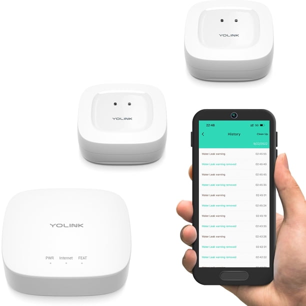Kit de inicio para el hogar inteligente YoLink Hub y sensor de fugas de agua x2