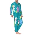 thumbnail image 2 of Gukieu bunny holding flower Print Men's Long-sleeved Pajamas Set, Elastic Waist Pajamas Button-down Pajamas Two-piece Set, Suitable for Adult Male Home Wear-Large, 2 of 7