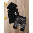 thumbnail image 3 of Coduop Baby Boys Clothes Set Sleeveless Letter Print Hooded Tank Tops + Camouflage Harem Pants, 3 of 7