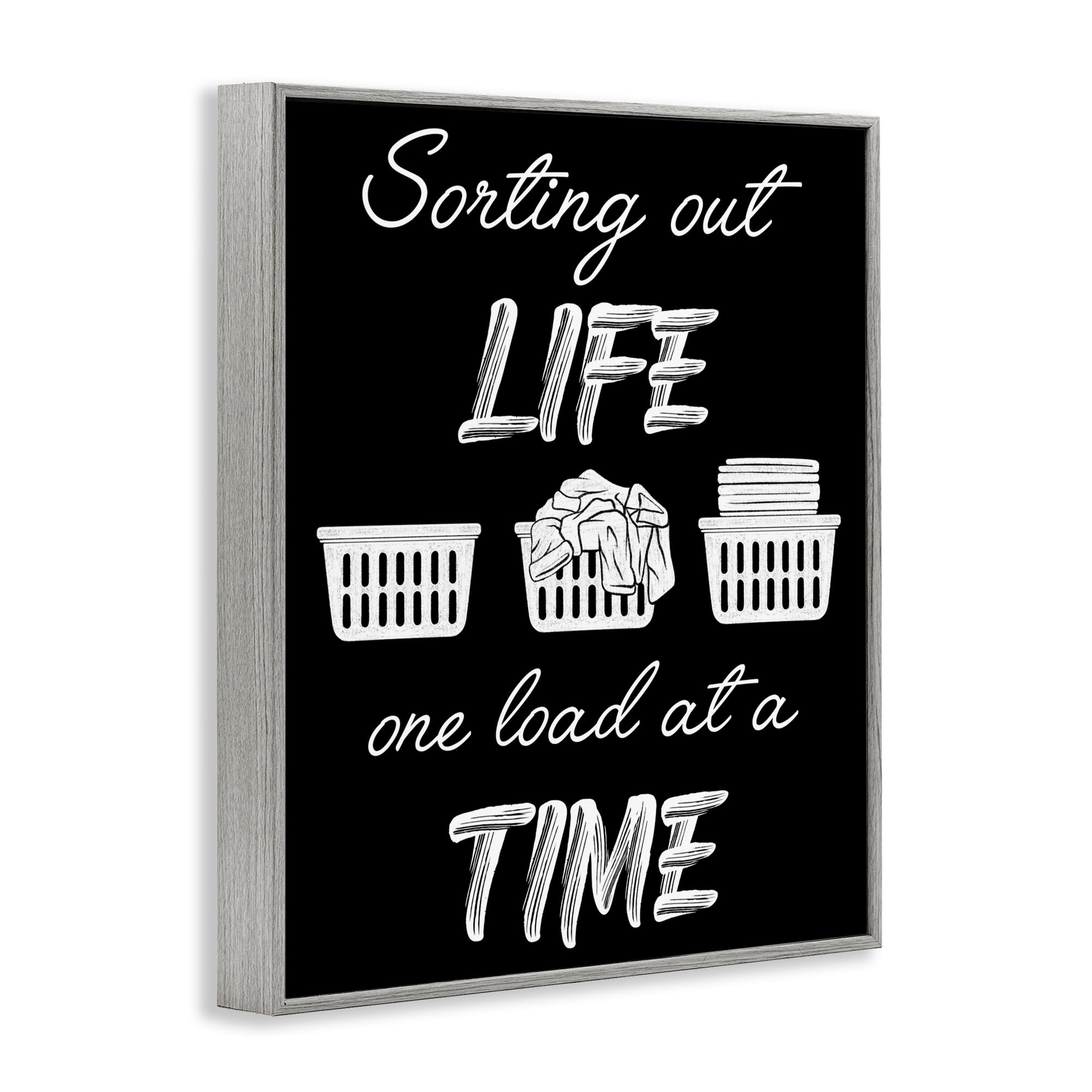 Sorting Out Life Laundry Gray Framed Giclee Art, design by Marcus Prime