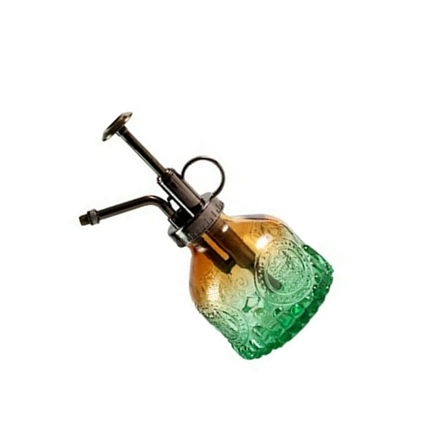 Injueey Regadera de vidrio en relieve, presión de aire, jardinería, olla pequeña para el hogar, difusor, hervidor, rociador Vintage para Jardín y Patio marrón verde