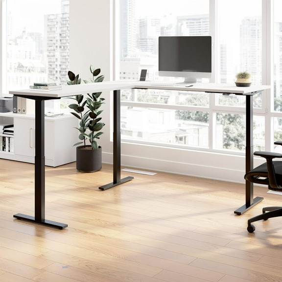 Move 60 Series 72W L Shaped Standing Desk in White - Engineered Wood