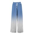 thumbnail image 4 of FUNUONY Wide Leg Pants Woman Flowy Palazzo Pants for Women High Waisted Summer Casual Gradient Trousers Fall Outfits 2025 2025 Summer Beach Culottes Casual Trousers for Vacation Light Blue L, 4 of 7