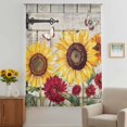 thumbnail image 2 of Red Yellow Sunflowers Sheer Curtains 96" Long, Retro Rustic Barn Doors Butterfly Brown Light Filering Curtains, Privacy Drapes Simi Floor to Veiling Curtain for Living Room Large Window Treatment, 2 of 9