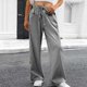 thumbnail image 3 of Pantalones de Mujer Pantalones Casuales Cordón de Cintura Larga con Bolsillo, Poliéster Todas las Estaciones de Ocio, 3 of 7