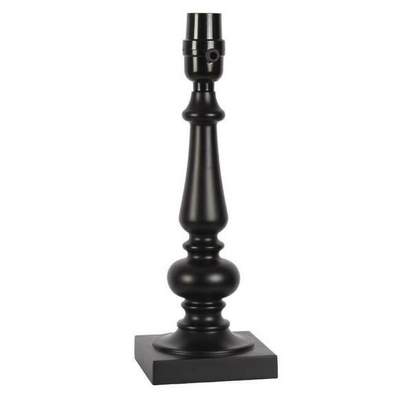 Better Homes & Gardens Black Polyresin Wood Look Finish Lamp Base, 14" Height, Transitional Design, Office or Dorm