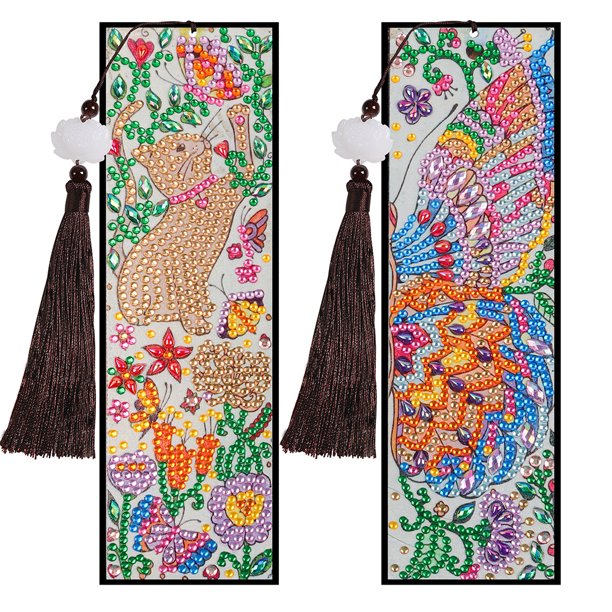 Cuadros Decorativos Marcapáginas con borla de cuero con forma de diamante especial, 2 uds., arte DIY (SQ03) Likrtyny embutido en tela