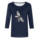 thumbnail image 4 of ICHUANYI Clearance Women's Fashion Printed Loose T-shirt Mid-length 3/4 Sleeves Blouse Round Neck Casual Tops(Navy, S) ICHUANYI WER2023081402545, 4 of 4