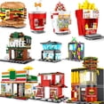 thumbnail image 2 of Mini Shop Market Street View Sets Model Building Blocks Hamburger Restaurant Retail Store Creative Architecture Friend Girl City, 2 of 8