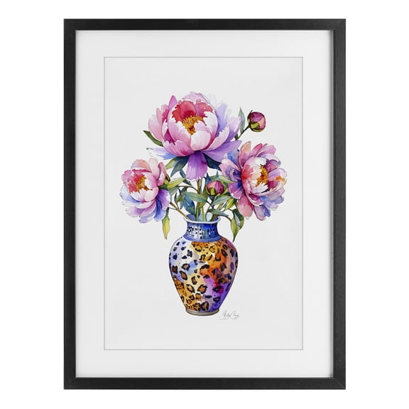 Stupell Industries Fierce Blooms Flower Vase Black Framed Print Under Glass, design by Shelly Craig