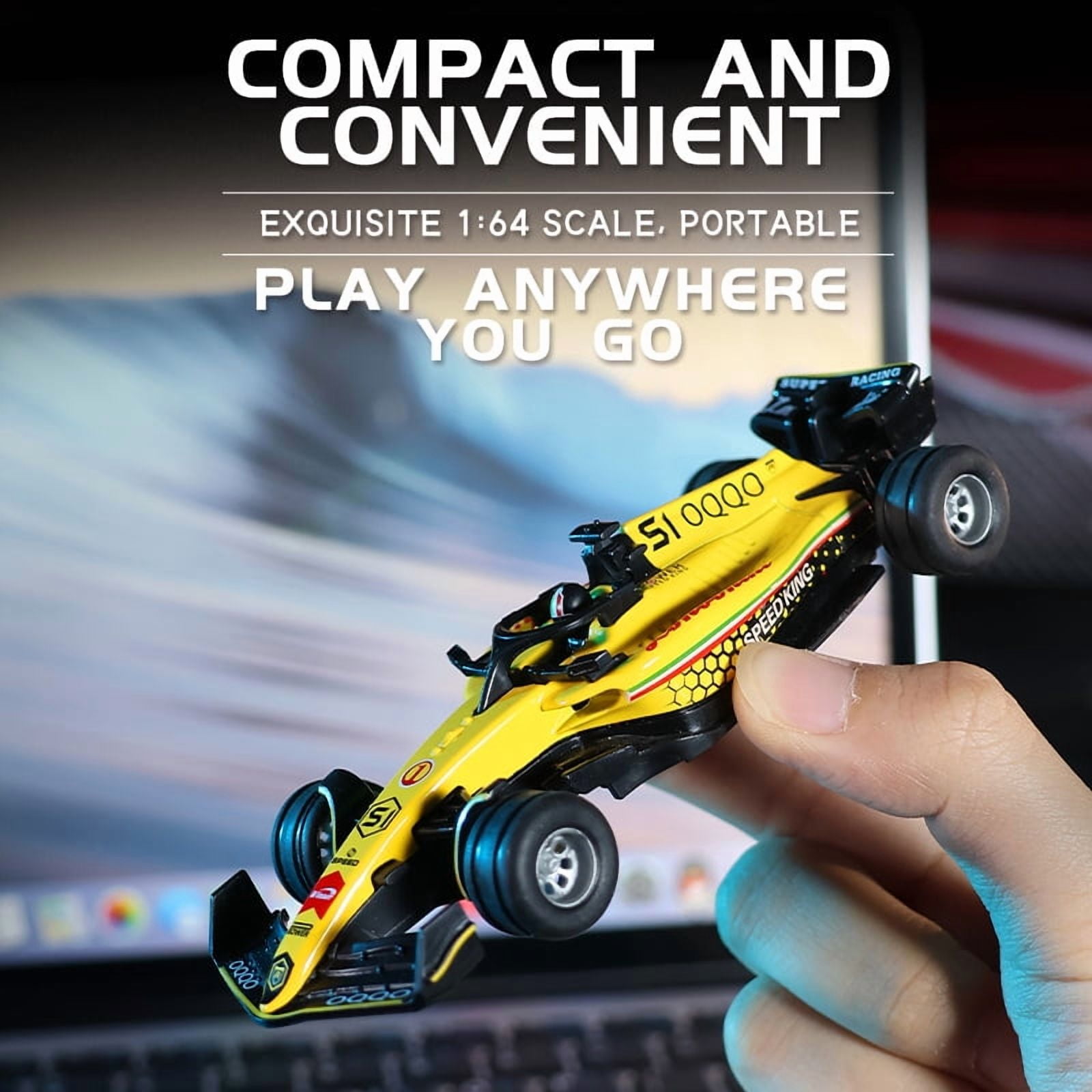 1:64 RC Formula Racing Car Mini 2.4G Alloy Remote Control Car with Light Adjustable Speed Cars Toys for Children's Gifts-White