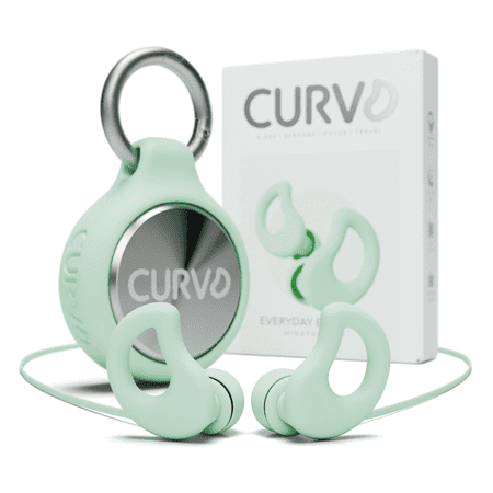 CURVD Silicone Earplugs + Travel Case Clip + Lanyard Bundle, Ear Plugs for Sleeping, Noise Cancelling, Reusable Earplugs for Sleep, Concerts, Noise Sensitivity, Work, & Hearing Protection (Mint)