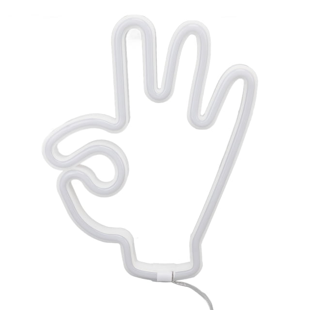 Luz de neón LED con gesto OK, luz de neón con dedo de mano, luz de letrero de neón, letreros de neón decorativos, diseño aerodinámico Jadeshay A