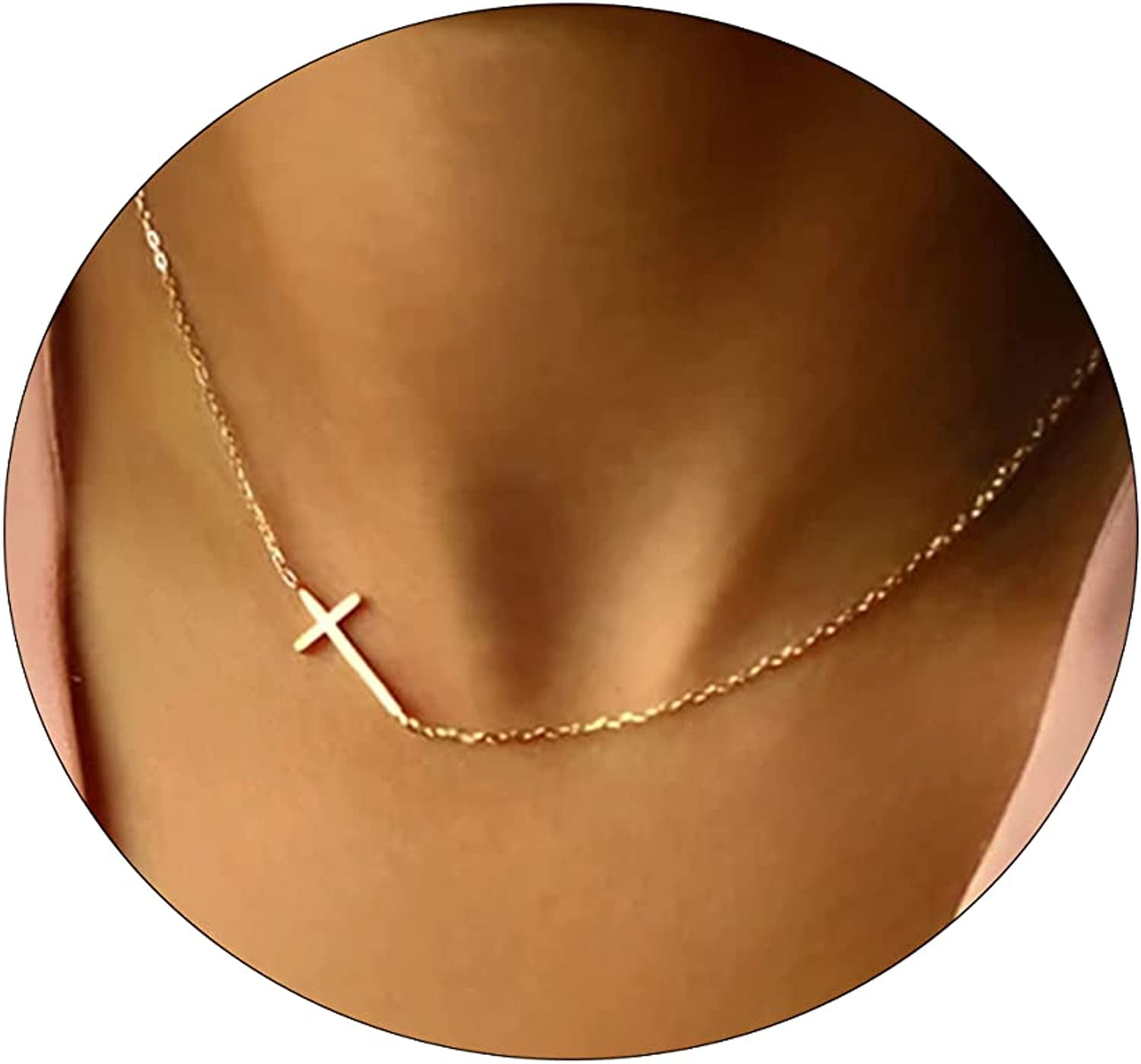 delicate cross necklace gold