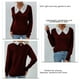 thumbnail image 5 of Suéter Con Cuello De Encaje Suéter De Mujer Prendas De Punto De Manga Larga Cuello De Encaje Top De Punto Color Puro Para Otoño Invierno Rojo S, 5 of 6