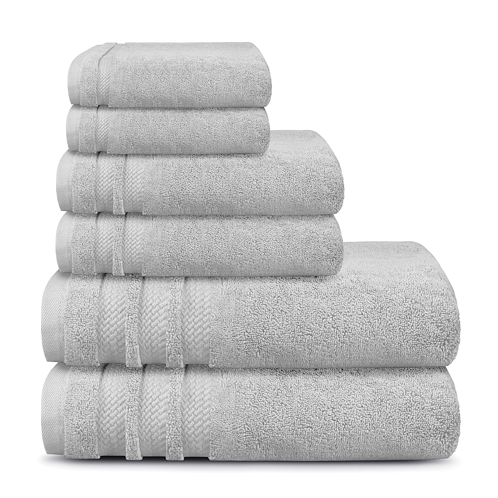 TRIDENT Finesse Ultra Soft, 100 Cotton, 6 Piece Bath Towel Set (Grey