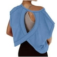 thumbnail image 2 of Open Back Tops for Women Workout Crop Tops Short Sleeve Casual Backless Gym Yoga Shirts Loose Fit Athletic Tops, 2 of 5