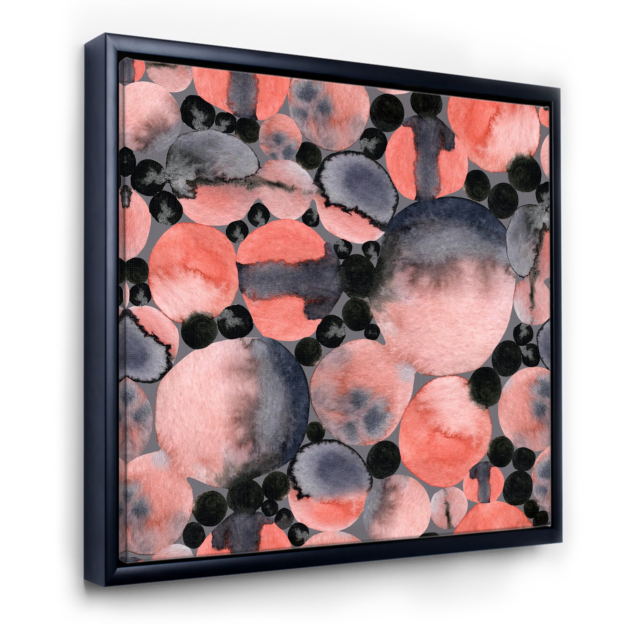 Designart 'Polka Dots Abstract Geometric Art' Modern Framed Canvas Wall Art Print