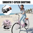 thumbnail image 6 of Ktaxon 26 Inch Folding Beach Cruiser Bike, 7 Speed Womens Bike with Foldable Basket, Lock & Rack, Pink, 6 of 8