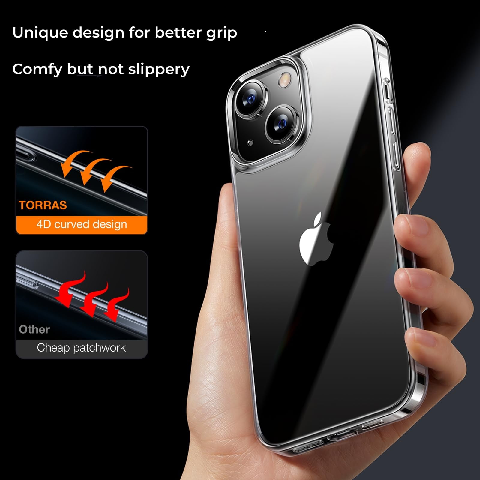Torras iPhone 13 & iPhone 14 Phone Case, Diamond Series, Clear, 1 Each