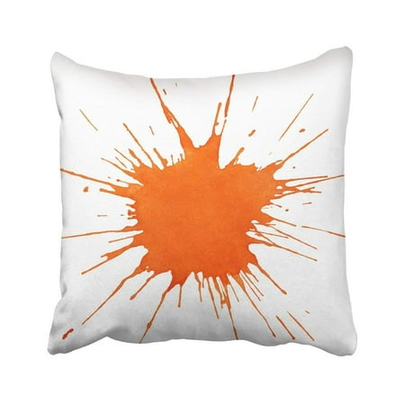WOPOP Colorful Splatter Blot Of Orange Paint White Red Brush Color Stain Single Watercolor Water Pillowcase Throw Pillow Cover Case 18x18 (Best Paint To Cover Water Stains)