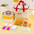 thumbnail image 3 of Lunch Storage Bag Large Capacity Zipper Closure Cartoon Pattern Wear Resistant Easy to Carry Fresh-keeping Hand-carried Thermal Insulation Lunch Tote Bag Home Supplies, 3 of 8