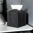 thumbnail image 2 of Tissue Box Cover Square PU Leather Facial Box Cover Holder Tissue Case Cube Facial Paper Organizer Dispenser for Bathroom, Vanity Countertop, Tabletop, Car, Office, 2 of 7