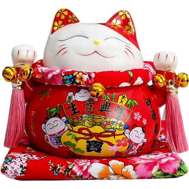 (Fubao) - Tgfer New 2.1m Large Ceramic Maneki Neko Lucky Cat Coin Bank Style Fubao