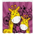 thumbnail image 3 of Ambesonne Giraffe Shower Curtain, Cartoon Animals Starburst, 69"Wx70"L, Dark Magenta and Yellow, 3 of 5